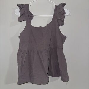 Muted Mauve Ruffle Strap Babydoll Tank Top - Size M/L